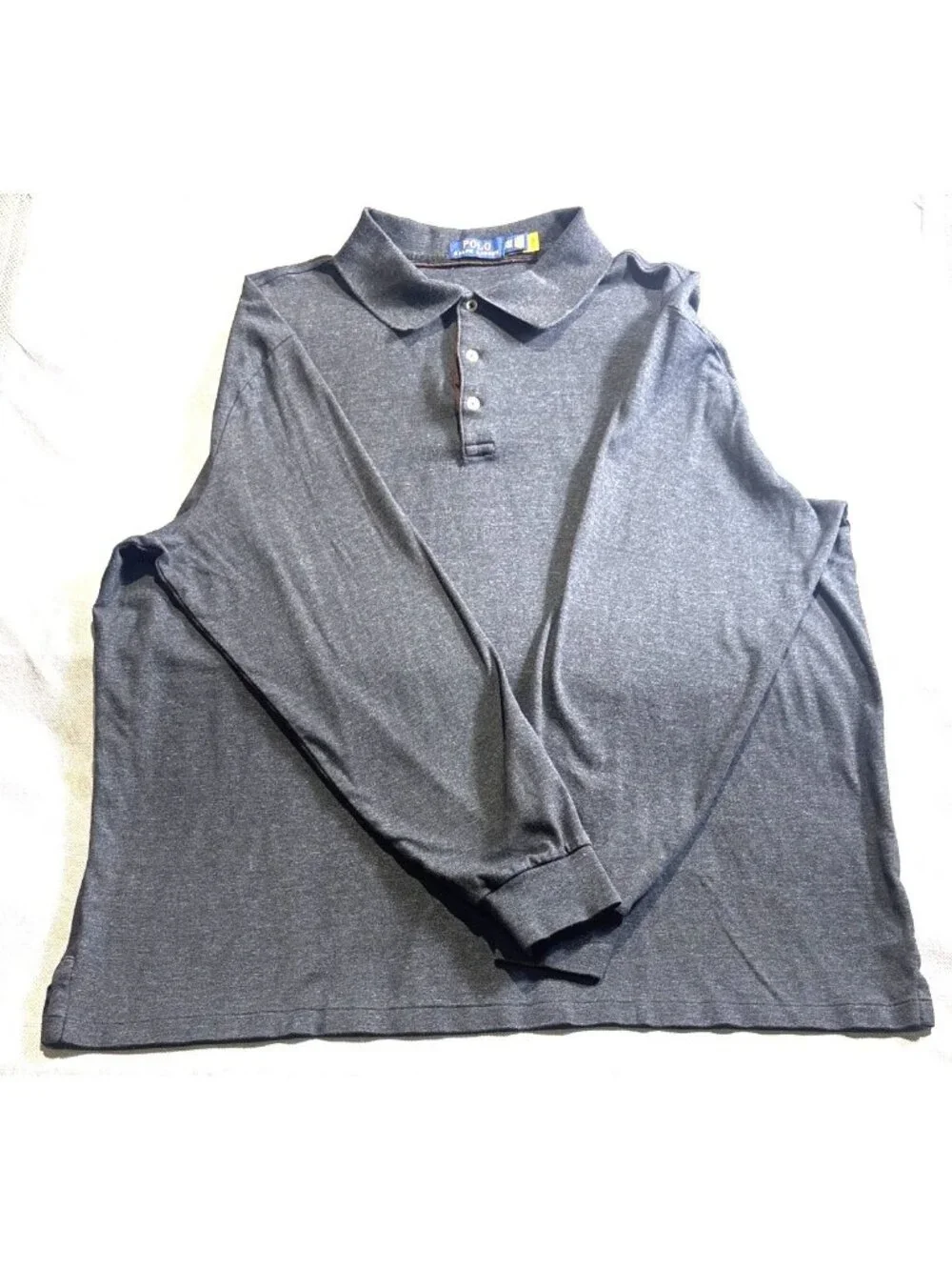 Polo Ralph Lauren 2XLT Long Sleeve Polo Shirt Heather Gray Cotton Blend
